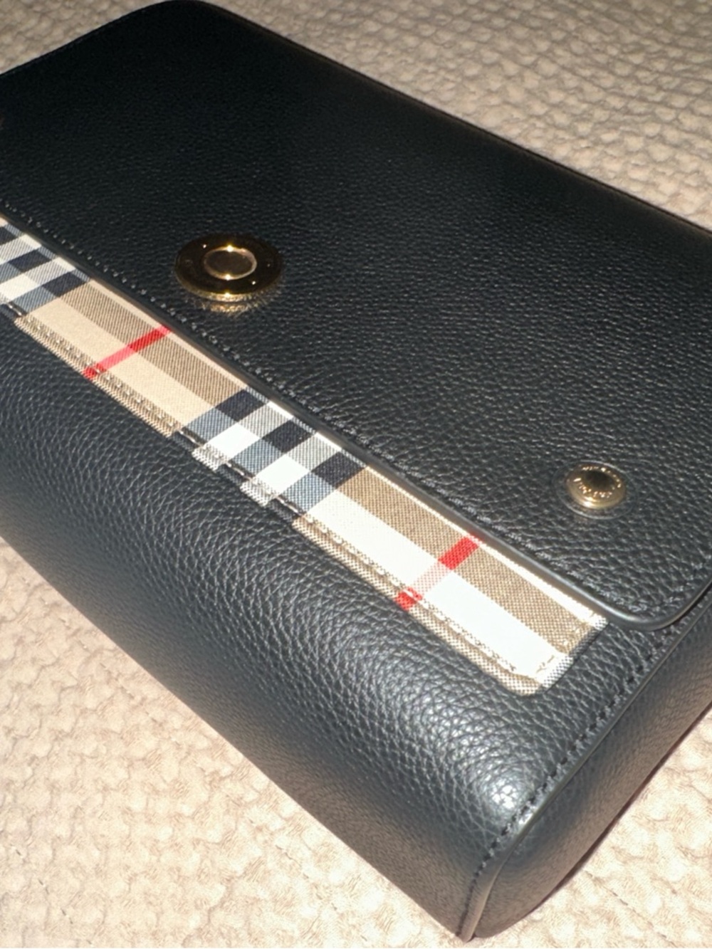 Burberry Black Leather Crossbody with Vintage Check Accent - Picture 2 of 2